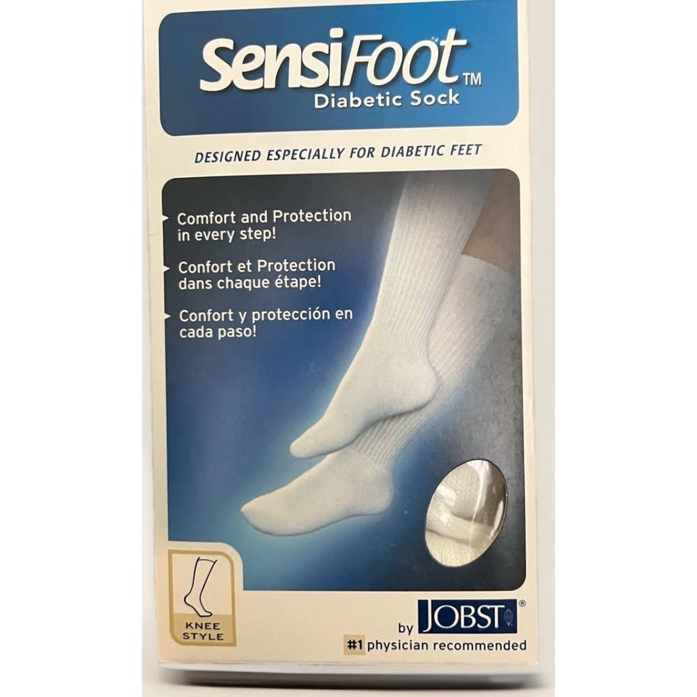 Jobst SensiFoot Diabetic Sock 110834 Extra Large Knee White Closed Toe‎ 8-15mmHg